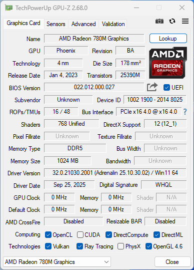 ACEMAGIC RX16 GPUz ACEMAGIC RX16 GPUz