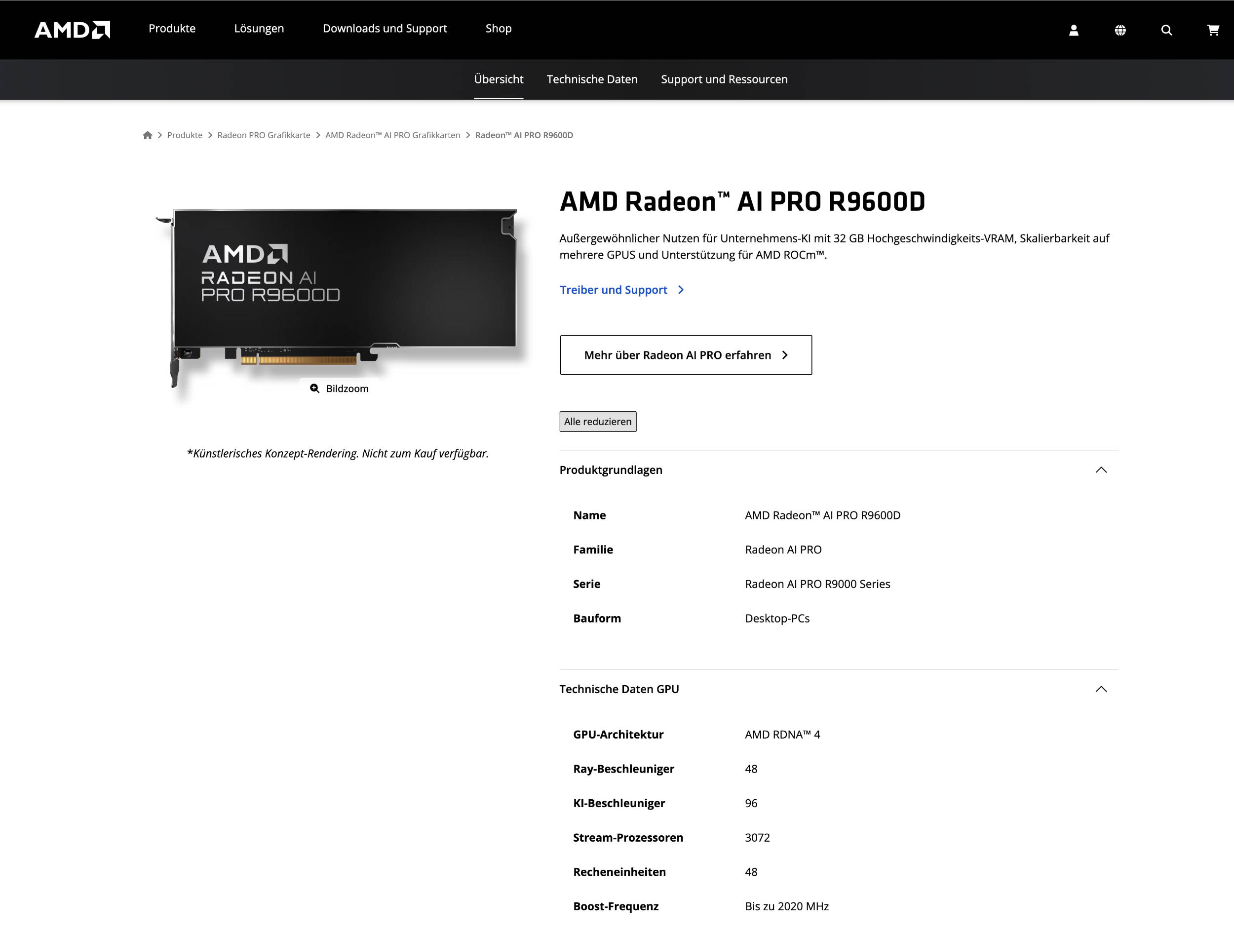 Radeon AI PRO R9600D  Bild © AMD 