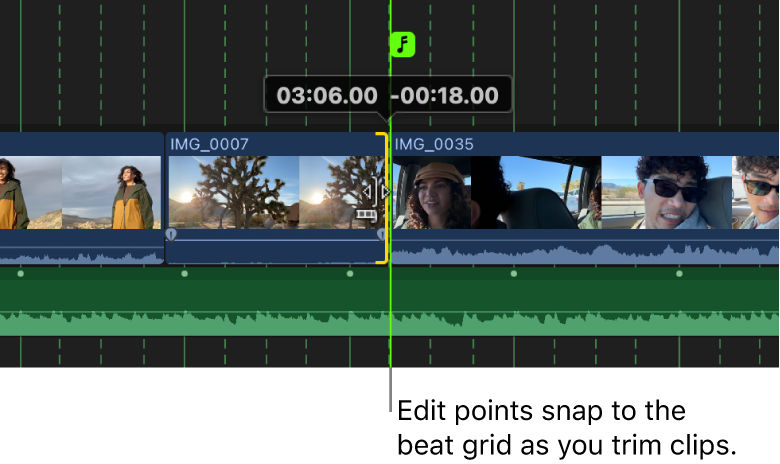 Zum Takt in Final Cut Pro für den Mac