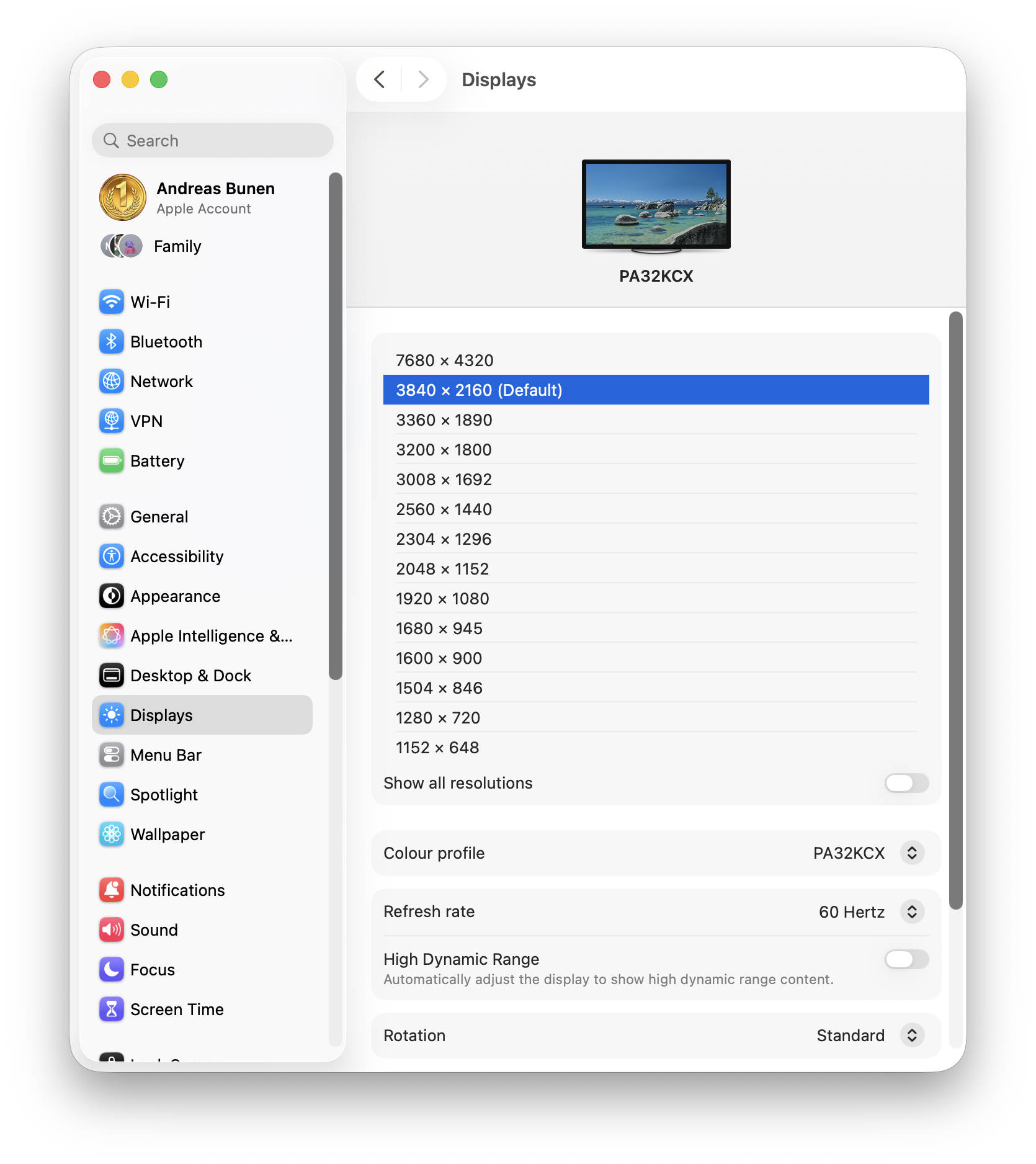 ProArt Display PA32KCX macOS Auflösung DispalyPort Stream mit DP1 4