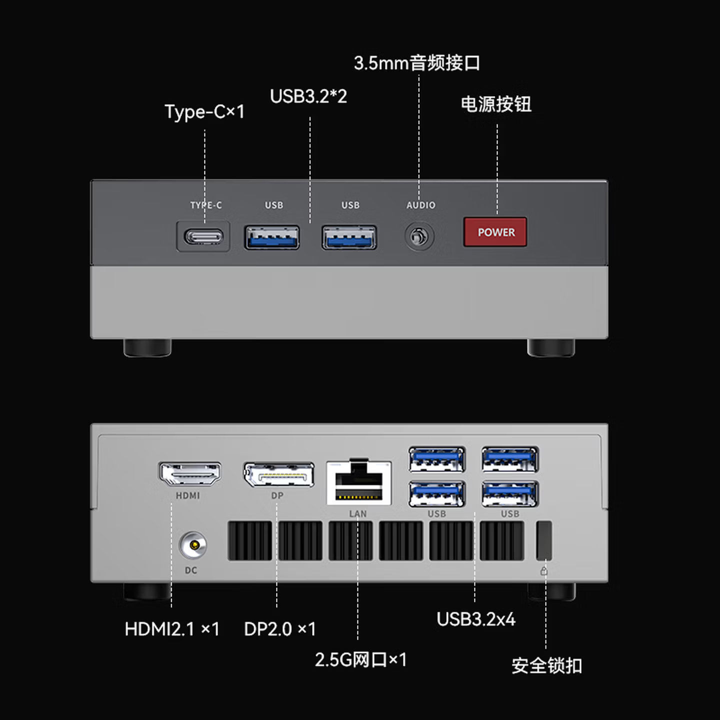 ACEMAGIC Retro X3 Mini PC Anschlüsse