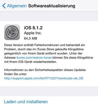 Apple iOS 8.1.2 Download/Update