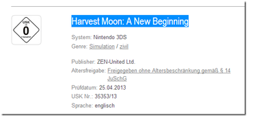 Harvest Moon A New Beginning USK