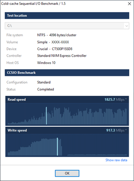 Cold-Cache-Sequential I-O-Benchmark - Erster Durchlauf