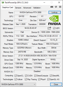 GeForce RTX 3090 GPU-Z