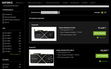 GeForce RTX 3090 TI fällt im Preis