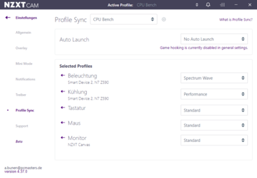 NZXT CAM Canvas Profile-Sync