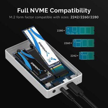 Sarent Thunderbolt 3 To Dual NVMe M.2 SSD Tool-Free Enclosure