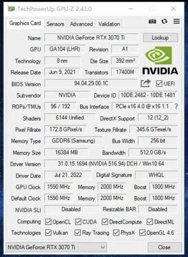 NVIDIA GeForce RTX 3070 Ti Prototyp