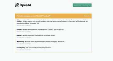 ChatGPT-Ausfällen und Probleme auch bei anderen OpenAI-Diensten