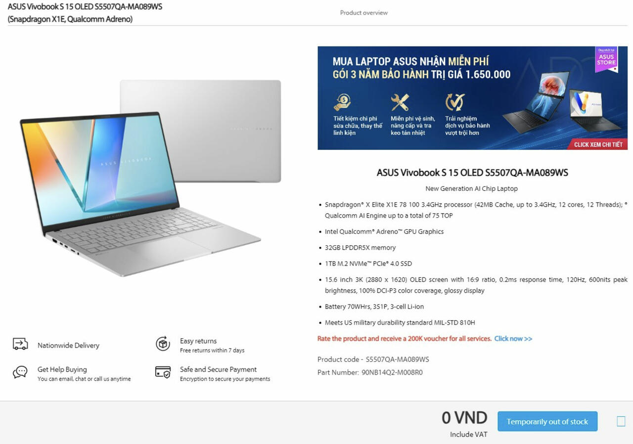 ASUS Vivobook S 15 Laptop mit Snapdragon X Elite   Bild © @rquandt auf X