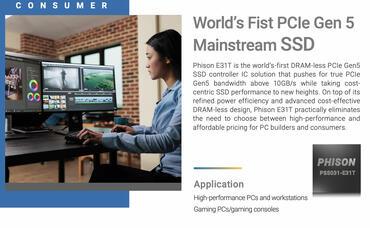 Phison E31T: Erster Gen5-NVMe-Controller für günstige SSDs ohne DRAM vorgestellt