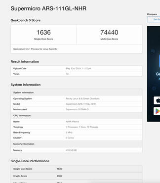 NVIDIAs Grace-CPU in Geekbench