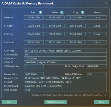 G.Skill Trident Z5 RGB 48GB, DDR5-6800 AIDA64 Intel-Plattform