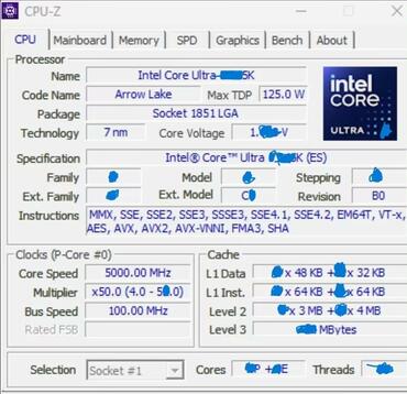 Intel Core Ultra 9 285K Arrow Lake-S: CPU-Z Leak enthüllt die wichtigsten Spezifikationen