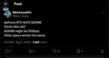 Neue GeForce RTX 4070 mit GDDR6 