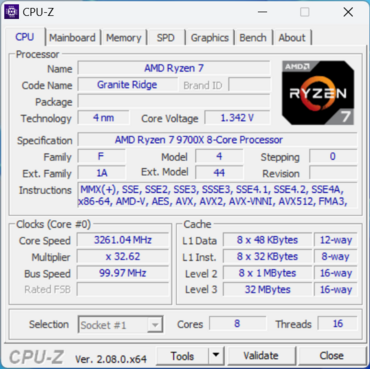 AMD Ryzen 7 9700X CPUz