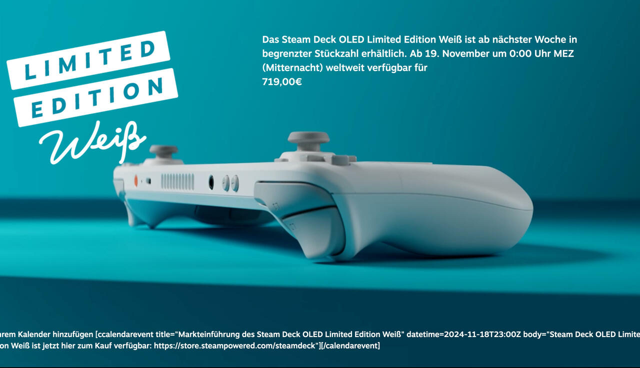 Steam Deck OLED Limited Edition White  Bild © Valve / Steam