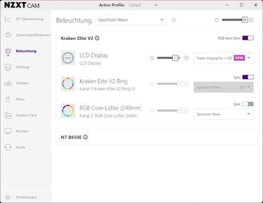 NZXT Kraken Elite v2 240 RGB CAM Beleuchtung
