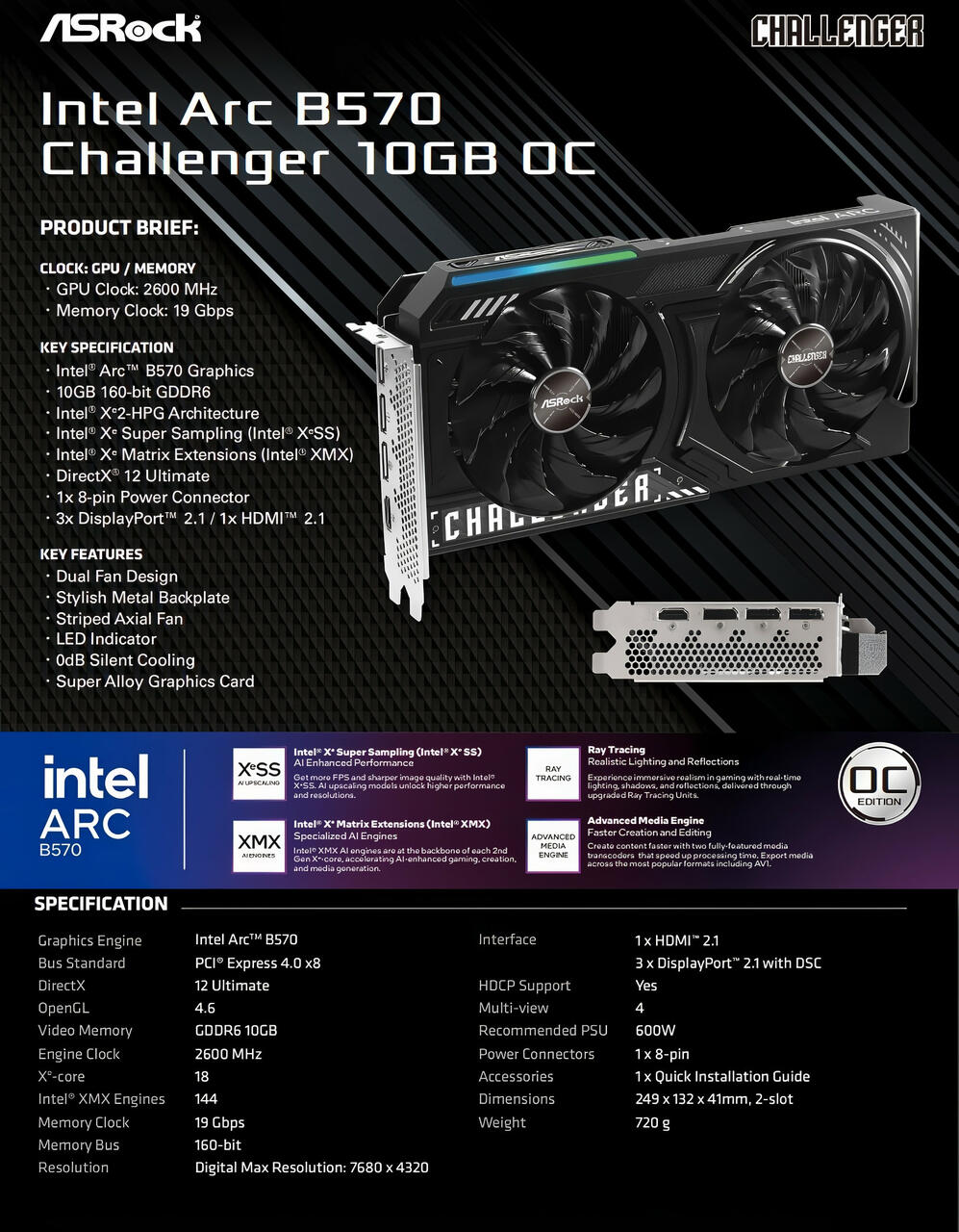 Intel Arc B570 Challenger 10gb OC  Bild © Gaw auf Videocardz