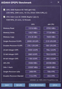 AIDA64 7.50 GPGPU rx7600