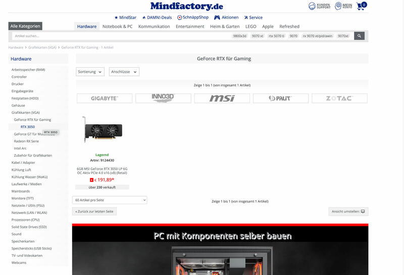 Mindfactory angeblich insolvent und listet GeForce RTX 50-Grafikkarten aus