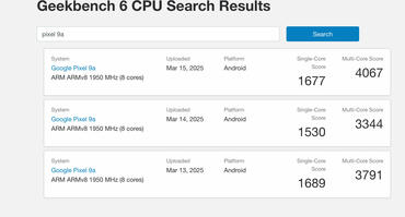 Google Pixel 9a Benchmarks