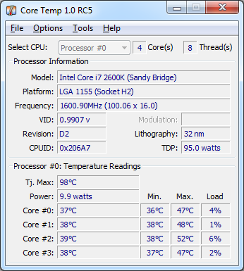 Core Temp 1 RC5   Bild © Core Temp