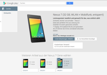 Nexus 7: Googles 7-Zöller ab heute auch mit LTE erhältlich