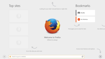 Mozilla Firefox: Erstes Bild der Touch-Startseite für Windows 8 veröffentlicht