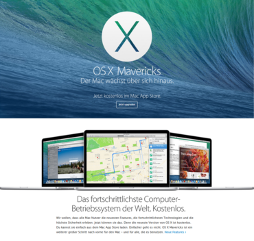 Mac OS X 10.9.1: "Mavericks"-Update behebt Probleme und verbessert die Kompatibilität