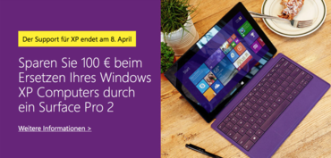 Microsoft Windows XP: Anwender erhalten beim Kauf eines Surface Pro-Tablets 100 Euro Rabatt